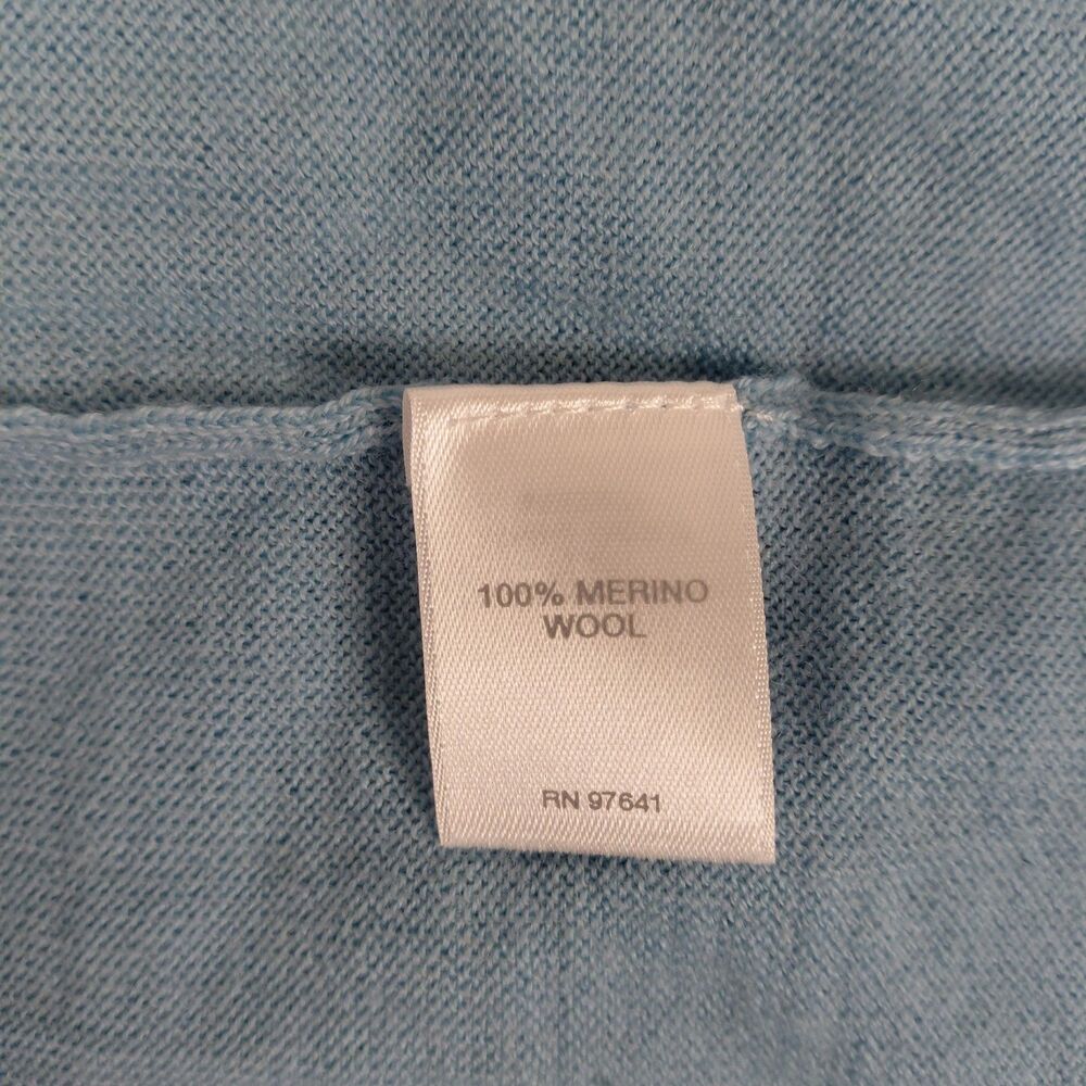 J Jill LS V-Neck Light Blue Sweater w/ Rolled Hems 100% Merino Wool s SZ S - Picture 7 of 7